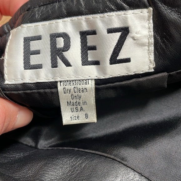 Vintage EREZ leather high waisted pencil skirt, embroidery, made in USA, size S - Picture 7 of 13